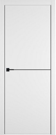 Входная дверь  - Межкомнатная дверь экошпон BAFA (БАФА) модель П1/1 белый софт/черн.молдинг, черная кромка