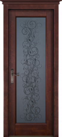 Входная дверь  - Межкомнатная дверь Массив ольхи ОКА модель Витраж ДО Махагон