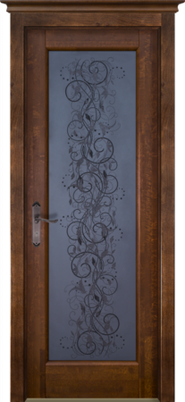 Входная дверь  - Межкомнатная дверь Массив ольхи ОКА модель Витраж ДО Орех античный