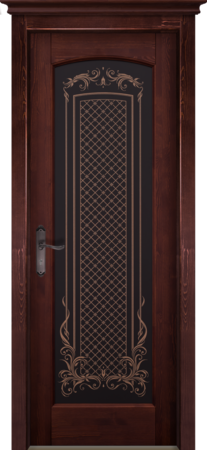 Входная дверь  - Межкомнатная дверь Массив сосны ОКА модель Витраж ДО Махагон